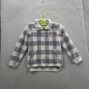 Ohio State Buckeyes Women Sweatshirt M Gray Embroidered Campus Collection Plaid